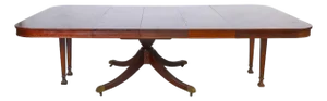 English Regency Style 19th Century Mahogany and Fruitwood Inlaid Pedestal Table