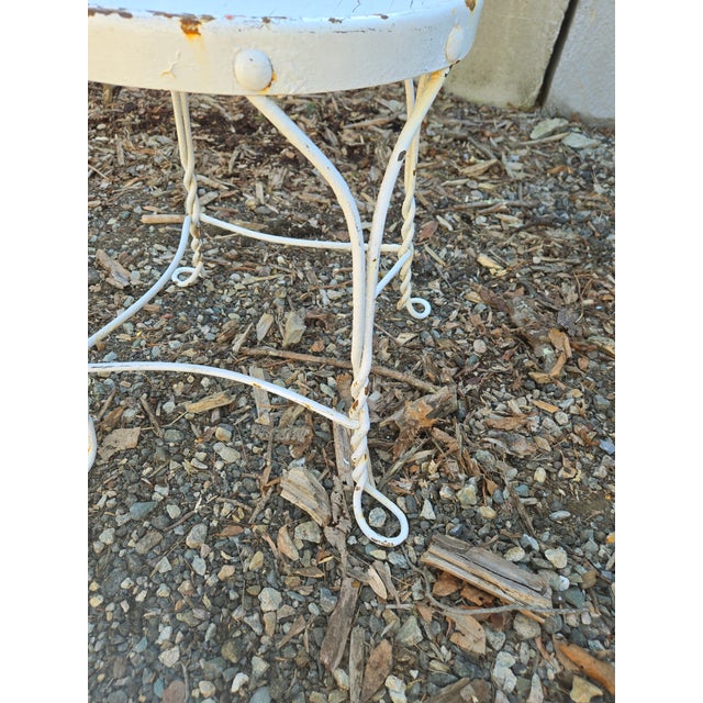 Vintage Wrought Iron Outdoor Patio Table & 4 Chairs For Sale - Image 11 of 12