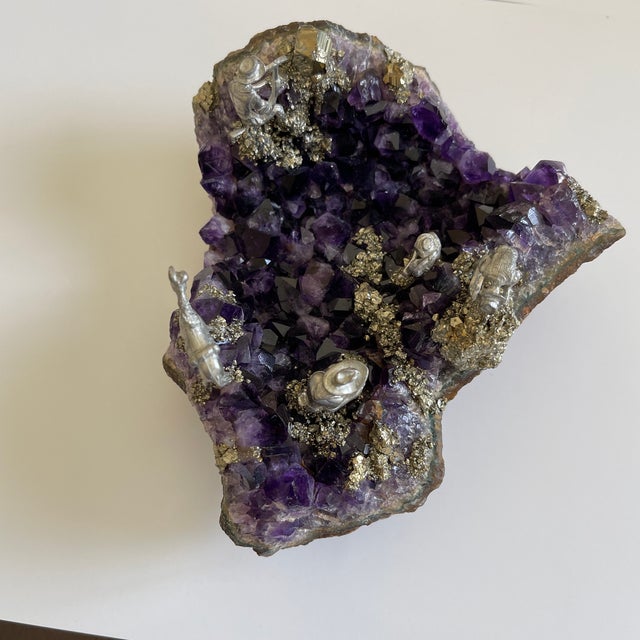 1980s 1980s Art Deco Amethyst with Sterling Silver Miners & Donkey Scene For Sale - Image 5 of 13
