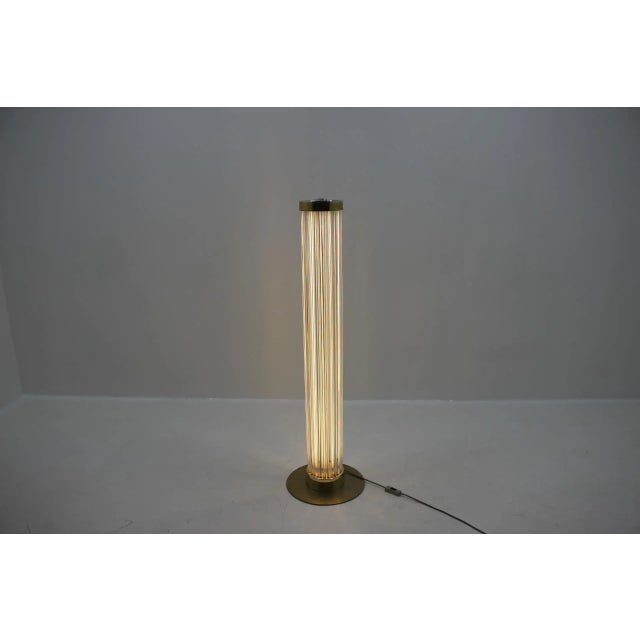 Modern Brass & Art Glass Floor Lamp from Kamenický Šenov/Preciosa, 1960 For Sale - Image 8 of 12