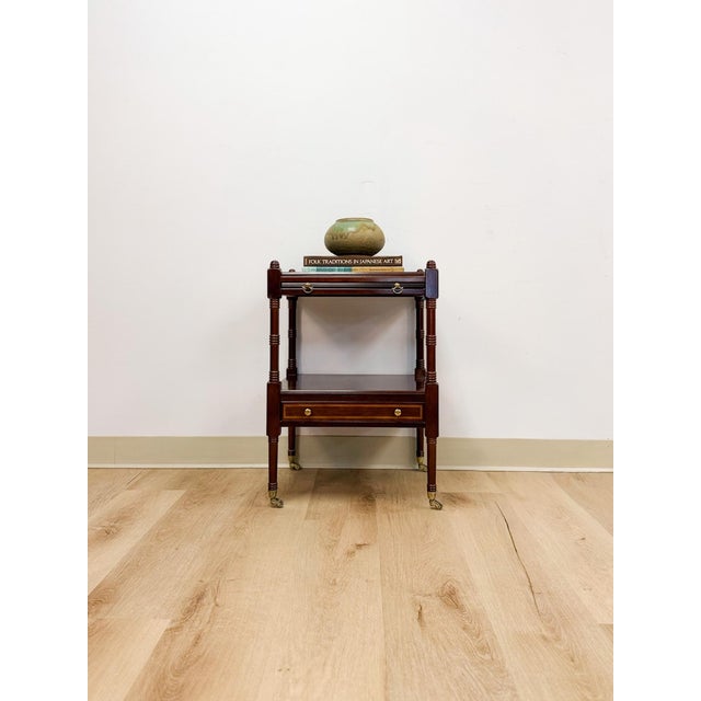 Vintage Mahogany Traditional Side Table Pullout Tray Regency Style Accent For Sale - Image 9 of 17