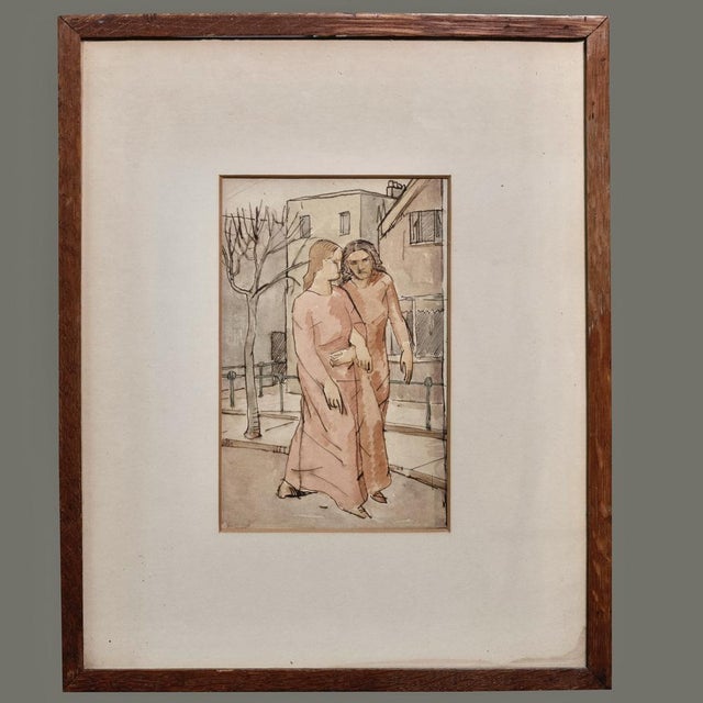 Carlo Carrà, Figurative Scene, Early 1900s, Watercolor For Sale - Image 8 of 8