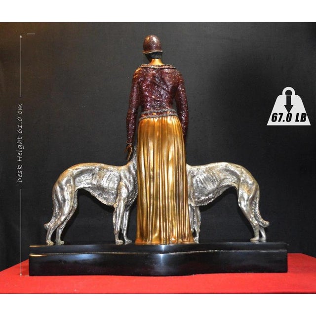 after Demetre Chiparus, Art Deco Sculpture, Bronze and Marble For Sale - Image 14 of 18