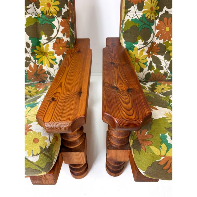 Pair of 1970s Swedish Pine "Tälja" Lounge Chairs by Sven and Christian Larsson For Sale In Boston - Image 6 of 11