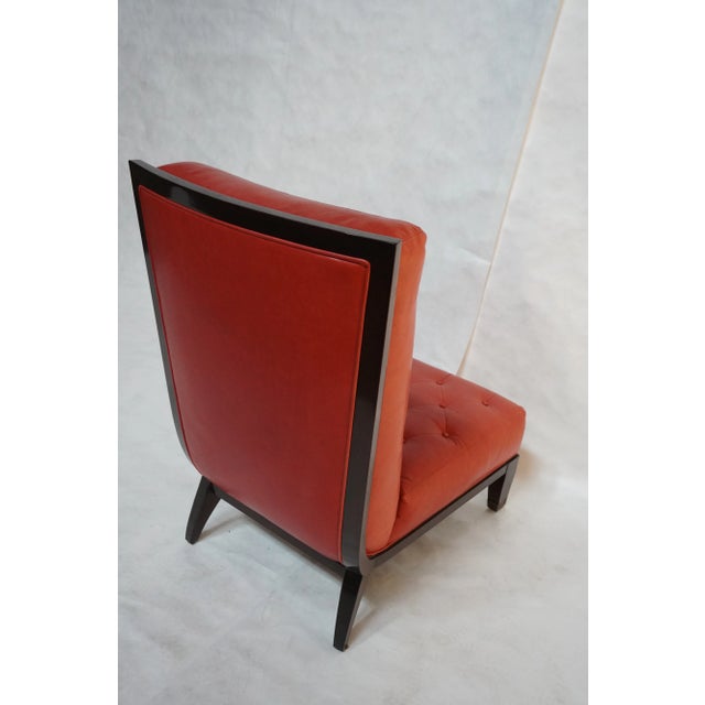 Red Tufted Leather William Switzer Armless Chair Dauphin For Sale In Los Angeles - Image 6 of 15
