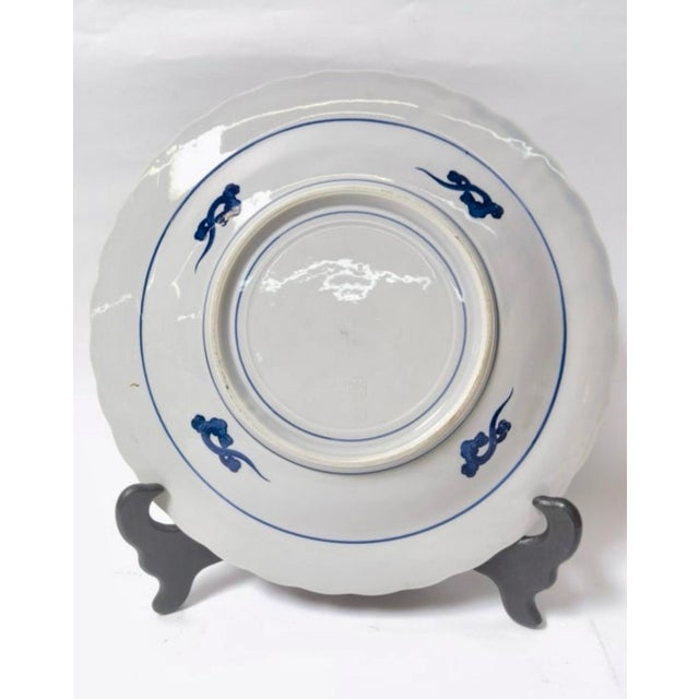 14" Antique Japanese Imari Porcelain Charger – Takarabune Treasure Ship & Crane (Meiji Period, C. 1880–1910) For Sale - Image 4 of 5