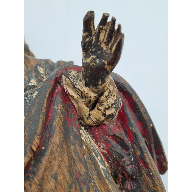 Antique Wooden Statue of Salvator Mundi, 1700s For Sale - Image 11 of 15