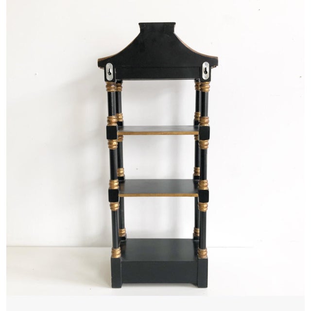 Vintage Black and Gold Wooden Carved Pagoda Wall Shelf Chairish