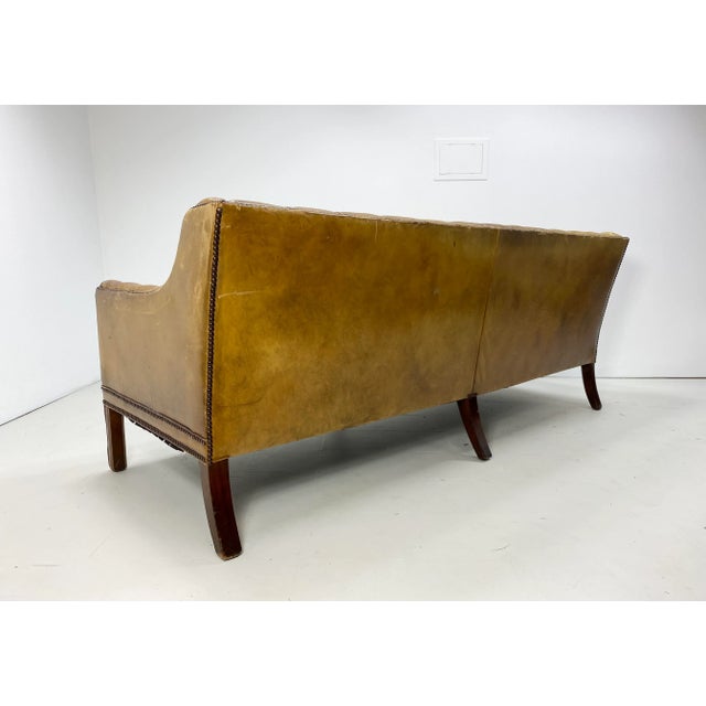 Animal Skin 1930s Tufted English Leather Sofa For Sale - Image 7 of 8