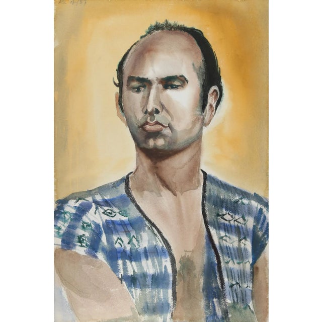 Contemporary Eve Nethercott, Portrait of a Man (86), Watercolor For Sale - Image 3 of 3