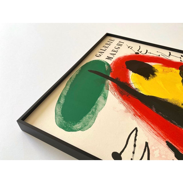 1960s Joan Miro Vintage 1961 Mid Century Modernist Fine Art Lithograph Print " Murales - Peintures " Framed Paris Exhibition Poster For Sale - Image 5 of 16