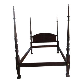 1980s Solid Mahogany Queen Size Poster Rice Bed Quality Carved For Sale