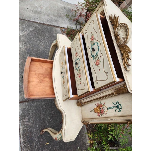 Wood Antique Hand Painted Italian Corner Vanity For Sale - Image 7 of 9