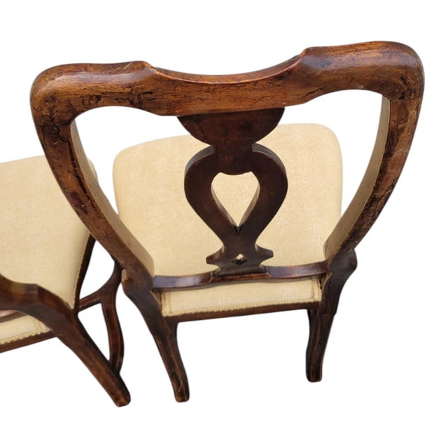 Wood Pair 18th Century Italian Walnut Chairs Original Finish Hand Carved For Sale - Image 7 of 18