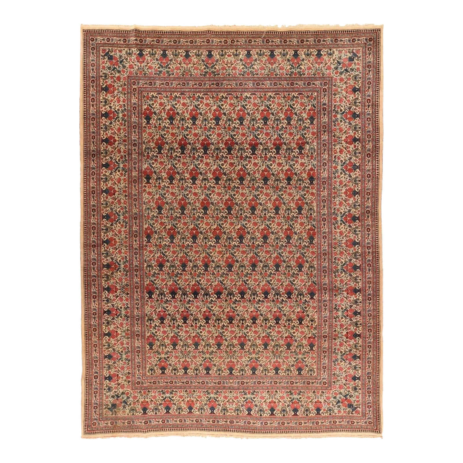 Antique Tehran Zele Sultan Rug 8'6'' x 11'9'' | Chairish
