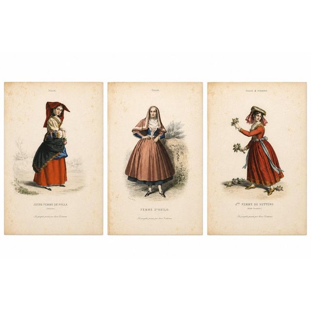 Italian Women Folk Costume Engravings, 1850, Engraving For Sale - Image 12 of 12
