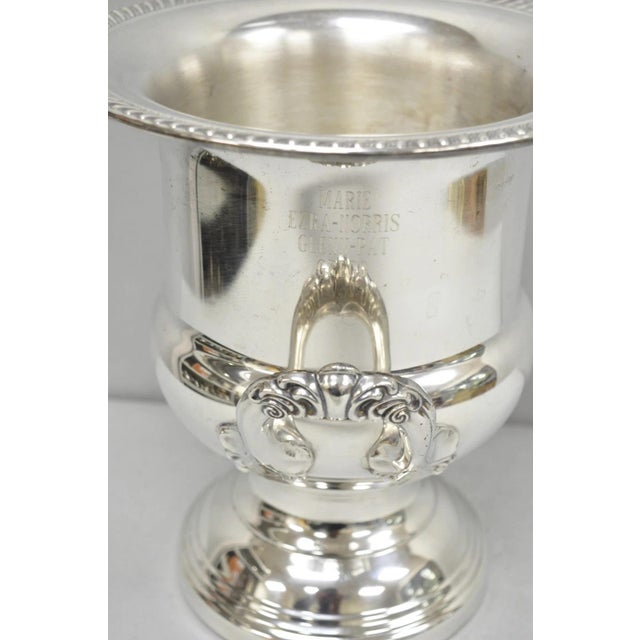 Vintage Leonard Silver Plated Trophy Cup Champagne Chiller Ice Bucket Engraved For Sale - Image 9 of 16