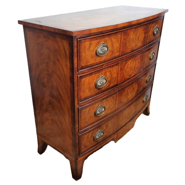 Vintage English Regency Style Carved Walnut Commode Chest by Theodore Alexander For Sale - Image 4 of 18