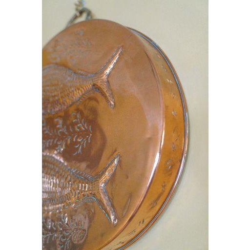 Mid 20th Century Oversized Vintage Copper Fish Mold Wall Hanging With Brass Handles For Sale - Image 5 of 8