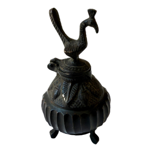 Antique Solid Bronze Tibetan Bird Ink Well