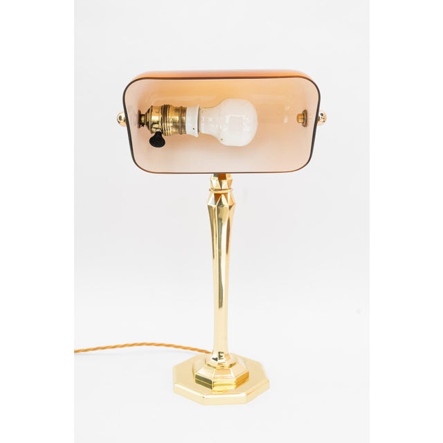 Banker Table Lamp with Glass Shade, Vienna, 1920s For Sale - Image 11 of 18