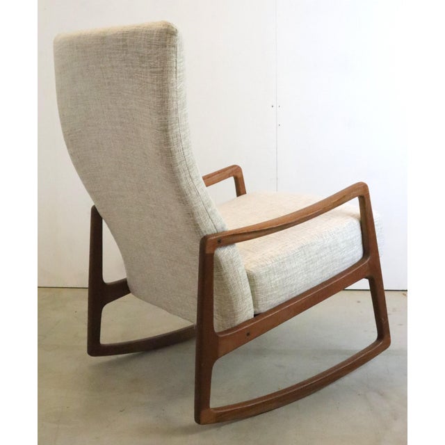 Brown Vintage Rocking Chair attributed to Ole Wanscher for France & Søn / France & Daverkosen For Sale - Image 8 of 18