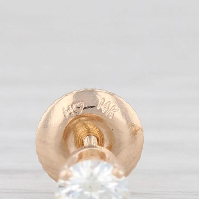0.47ctw Diamond Stud Earrings 14k Yellow Gold Screwback Round Pierced - 2 Pieces For Sale - Image 4 of 5