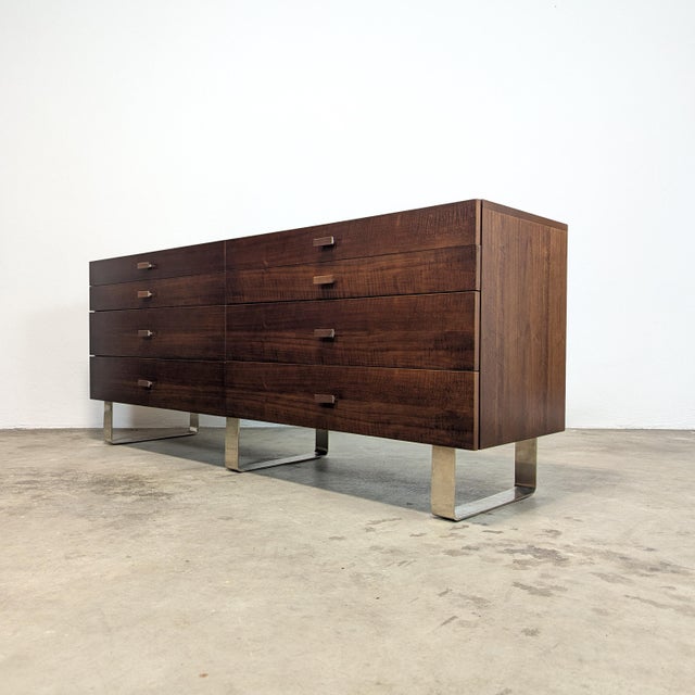 For sale is a stunning mid-century style lowboy dresser, believed to be a contemporary piece, measuring approximately 72"W...