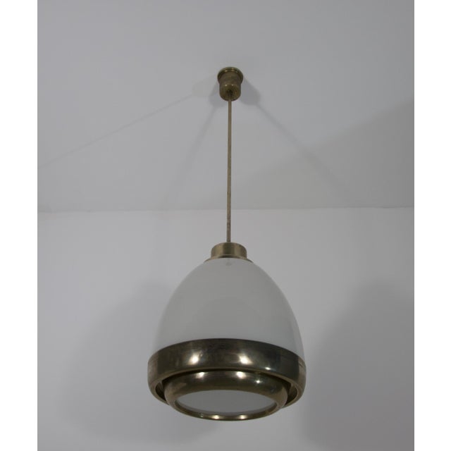 Chrome and Opal Glass Pendant Lamp by P.G. Crippa for Lumi, Italy, 1960s For Sale - Image 9 of 11