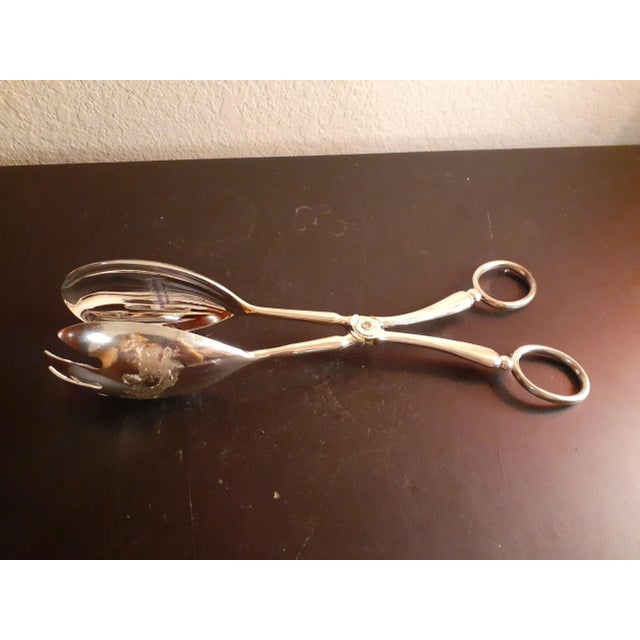 1960s Silverplated Salad Serving Tongs For Sale - Image 4 of 6