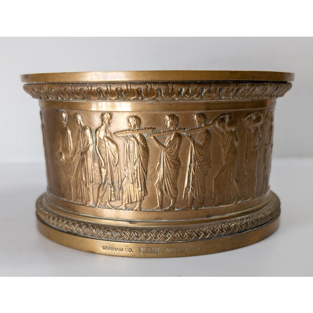 We are selling this nice Gorham bronze wine bottle holder or coaster. This bronze has Neoclassical style frieze design...