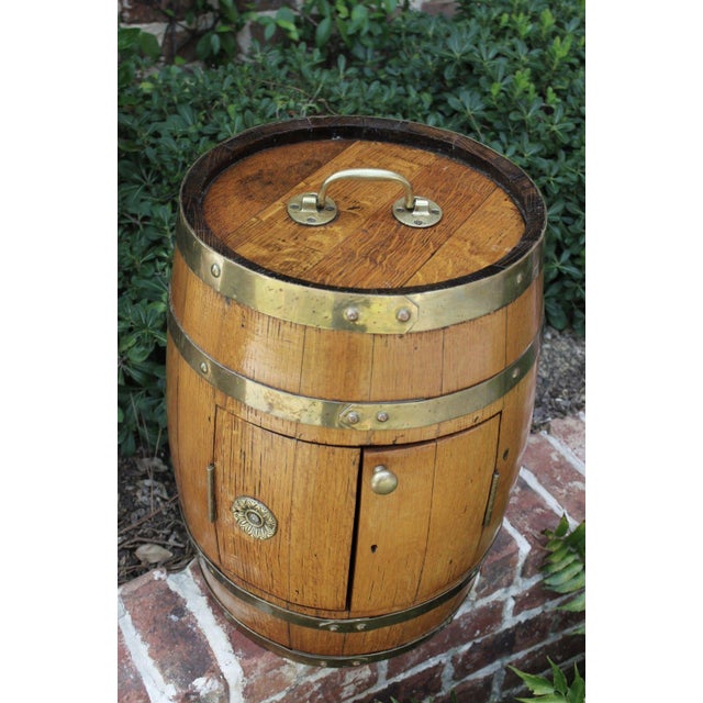 Antique English Oak Brass Banded Barrel Bar Wine Liquor Chairish