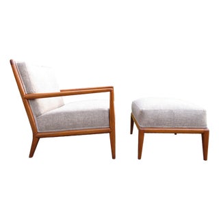 New Upholstery ~ t.h. Robsjohn-Gibbings Lounge Chair & Ottoman ~ Mid Century Modern For Sale