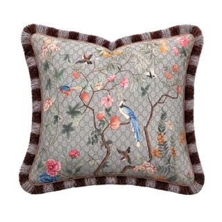 Gucci Gg Chinoiserie Tree of Life Pillow 22" For Sale