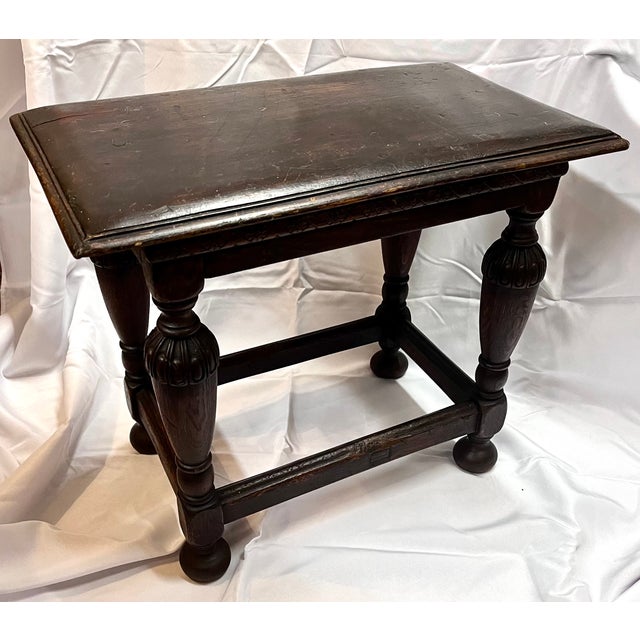 Antique 1800s English Oak Joint Stool/Side Table For Sale - Image 9 of 15