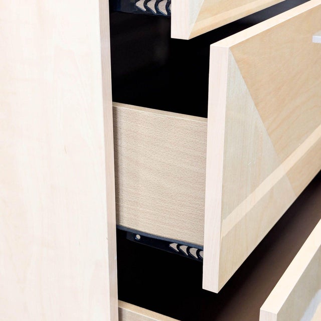 Alf Italia Contemporary 5-Drawer Light Wood Dresser With Silver Handles For Sale - Image 10 of 10