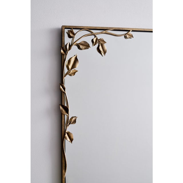 Metal Tobacco Graceful Leaf Mirror Wall Mirror For Sale - Image 7 of 10