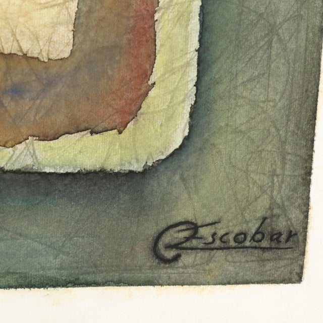 Abstract Marisol Escobar Attributed, Large Scale Abstract Watercolor on Paper For Sale - Image 3 of 4