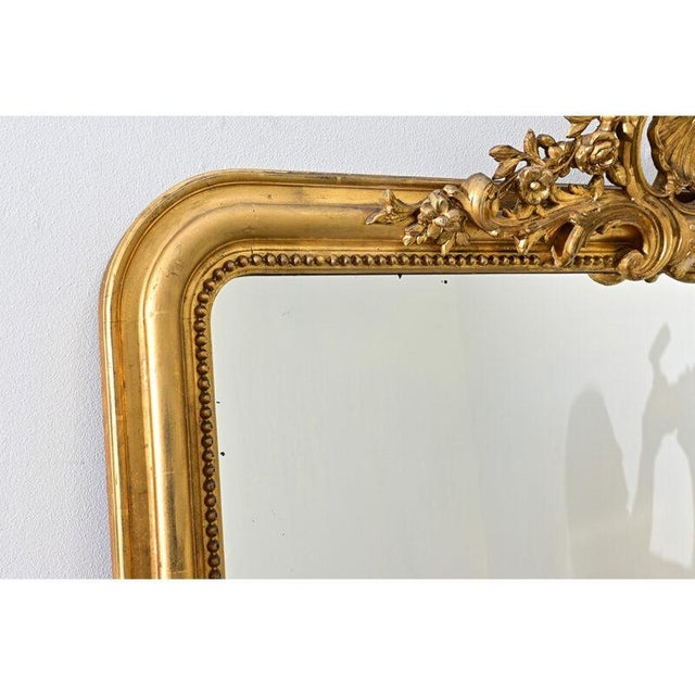 Wood French 19th Century Louis Philippe Gilt Mantel Mirror For Sale - Image 7 of 11