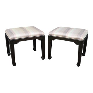 Vintage Mid Century Chinoiserie Footstools - a Pair For Sale