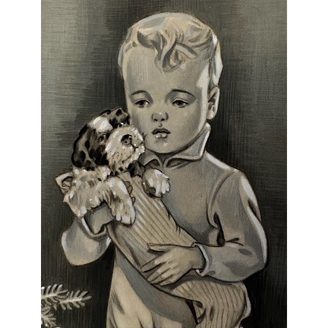 Original graphite pencil drawing by American artist and illustrator Theodore E. Schrock (1879–1952), depicting a young...