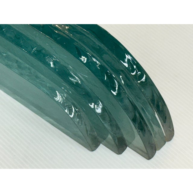 Aqua 1980s Karl Springer Purcell Brass + Aqua Glass Wall Sconce For Sale - Image 8 of 12