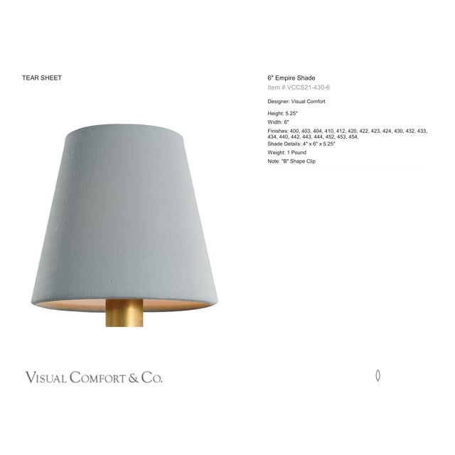 Visual Comfort Signature 6" Blue Linen Empire Shade Designer: Visual Comfort Signature Height: 5.25" Base: Shade Details:...