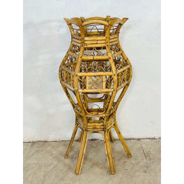Tan Large Vintage Rattan Plant Stand For Sale - Image 8 of 12