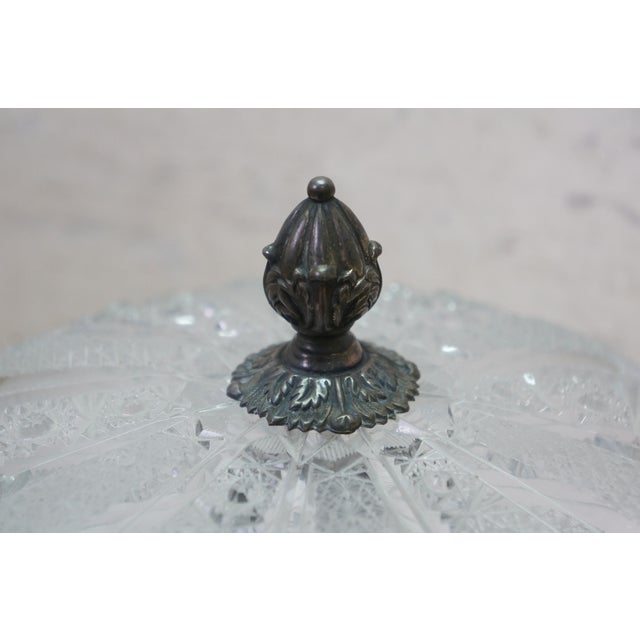 Antique Czech Bohemian Cut Crystal Lidded Box Bowl Compote Candy Dish 8" For Sale - Image 4 of 16