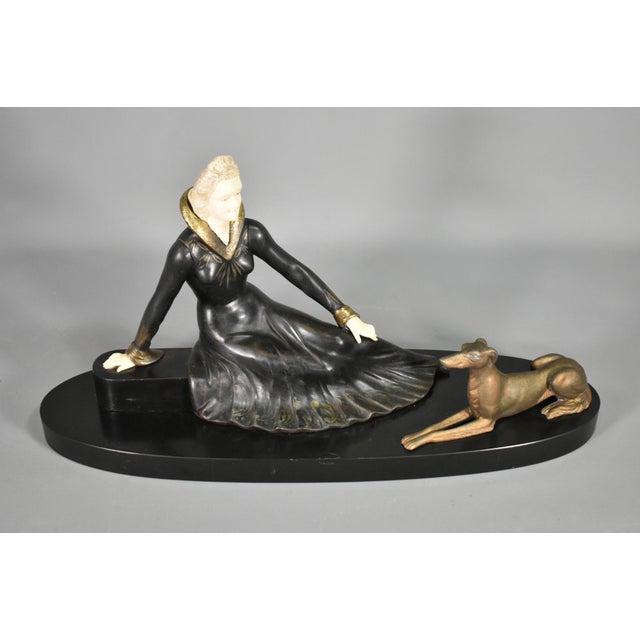 Art Deco French Metal & Marble Sculpture by Salvatore Melani, 1920s For Sale - Image 9 of 16