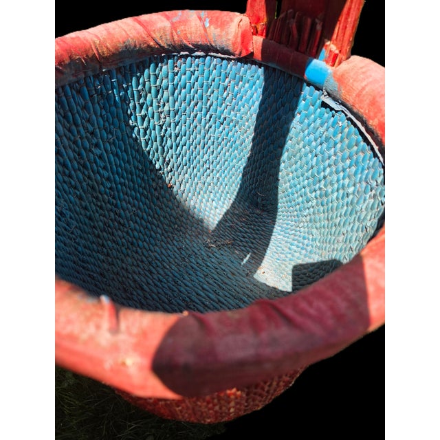 Late Qing Dynasty Hand Painted/Woven Chinese Fishers Basket For Sale - Image 12 of 18