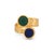 Metal Royal Duo Emerald & Sapphire Gold Adjustable Cuff Ring, Size 8 For Sale - Image 7 of 8