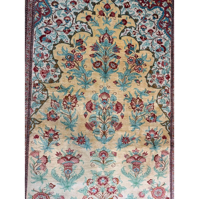 A Stunning Vintage Signed 100% Silk on Silk Persian Qum Rug For Sale - Image 9 of 9