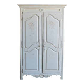 Ethan Allen Hand Painted Country French Armoire For Sale